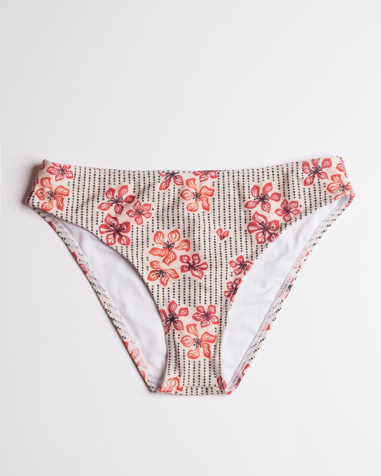 Japán virágos teli bikini alsó termék fotója előről, fehér háttéren
