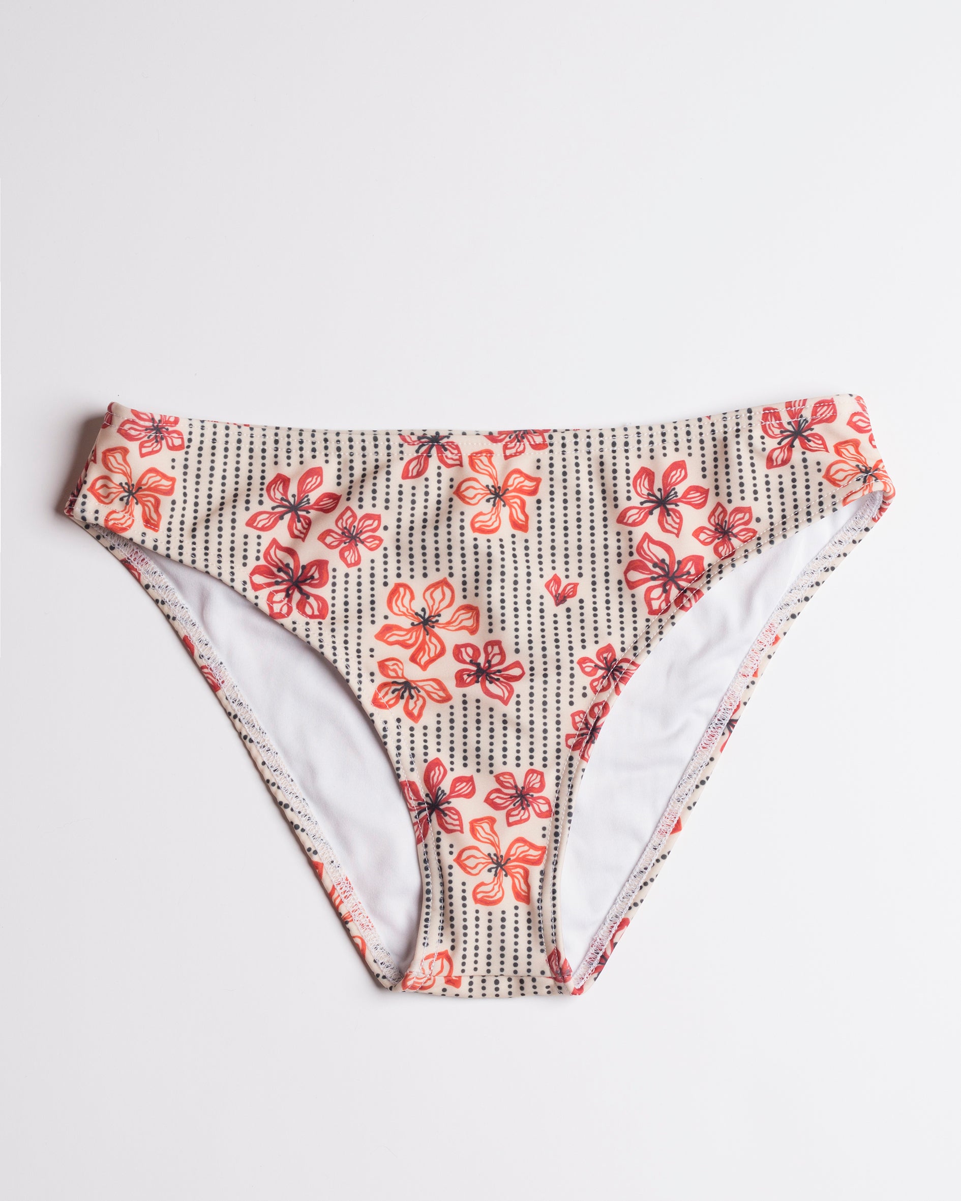 Japán virágos teli bikini alsó termék fotója előről, fehér háttéren
