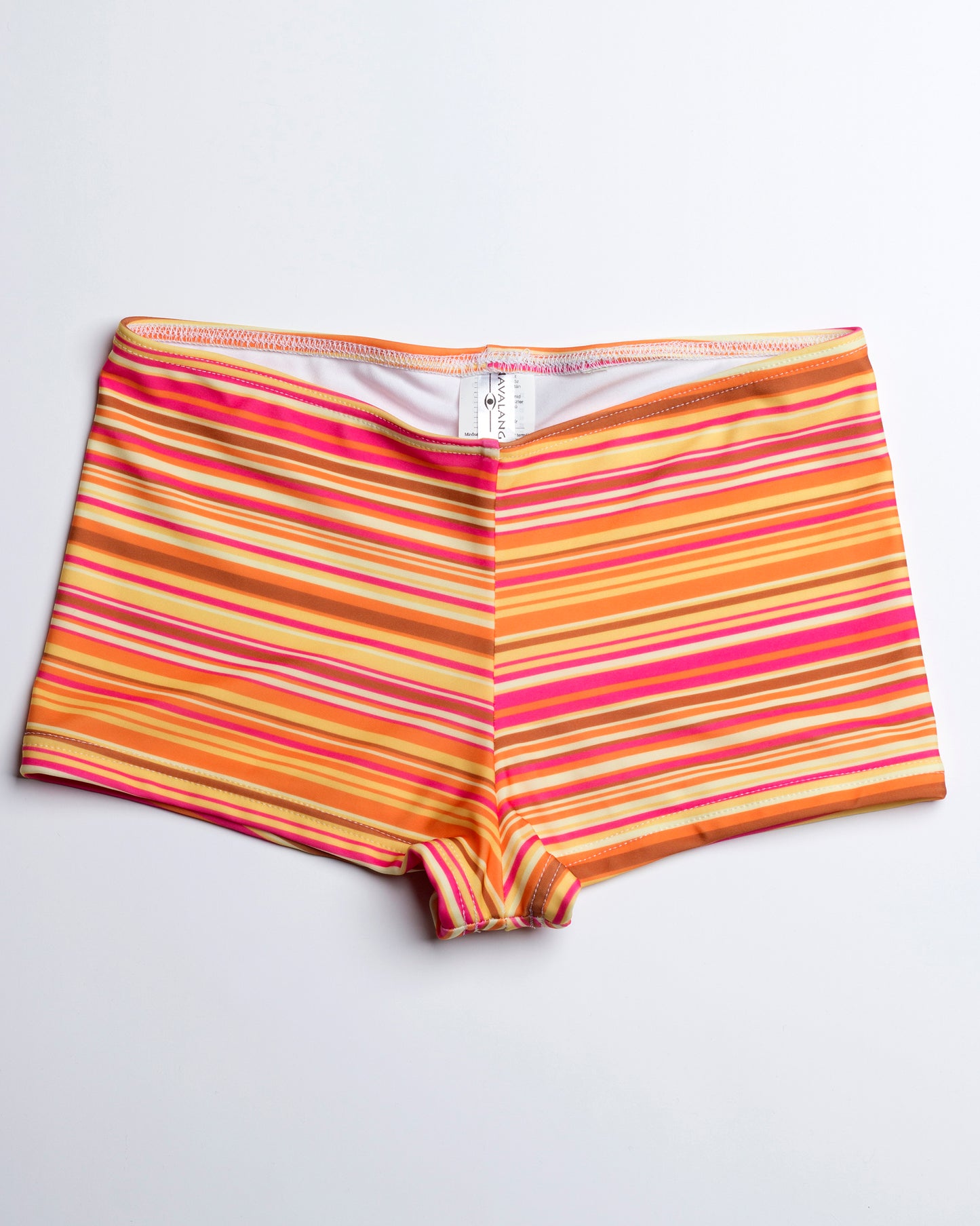 Navalang - Pink csíkos short fazonú bikini alsó, előről, fehér háttéren